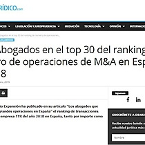 AGM Abogados en el top 30 del ranking de nmero de operaciones de M&A en Espaa en 2018